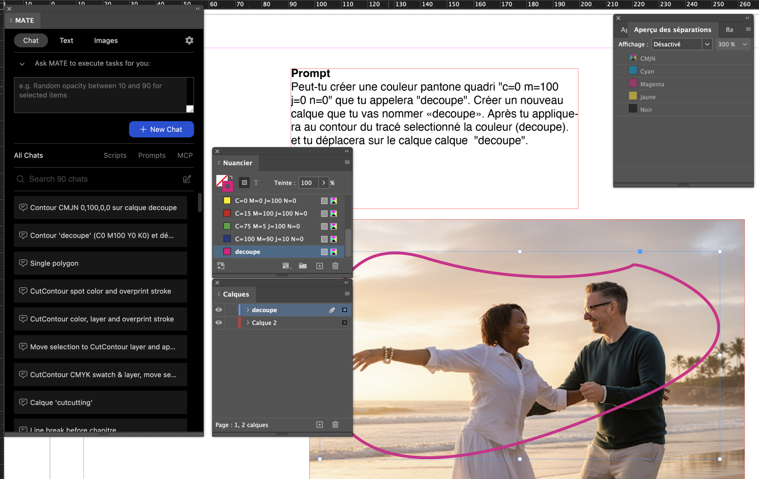 Exemple du plug-in MATE dans InDesign