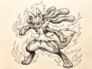 Mega Lucario en jaune.