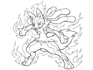 Mega Lucario en noir blanc